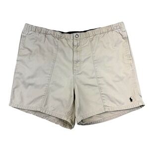 Polo Ralph Lauren Shorts Mens‎ Medium Khaki Cotton Elastic Waist Swim Trunks